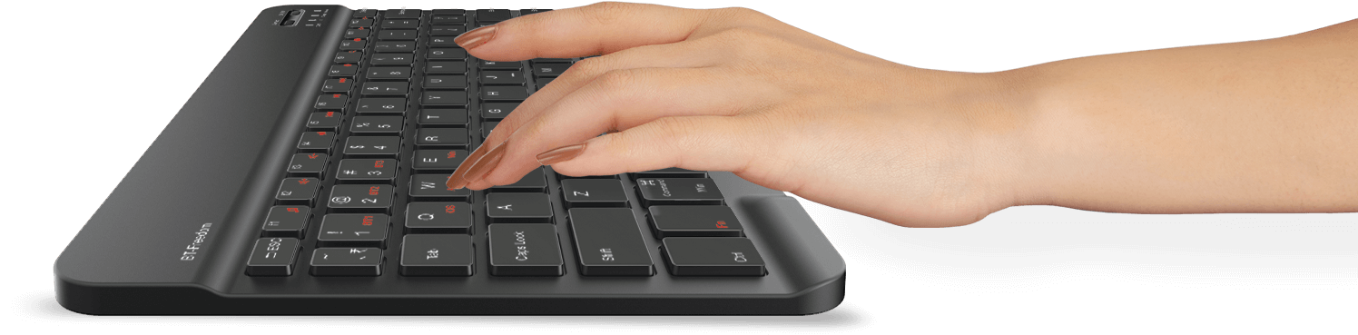 Hands Operating On FINGERS BT freedom Bluetooth Keyboard