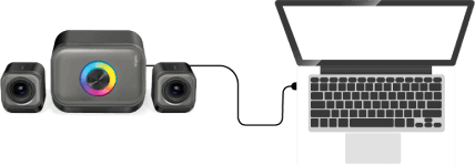 FINGERS StereoCuboid 2.1 Speaker Connected To The Laptop Through USB Cable